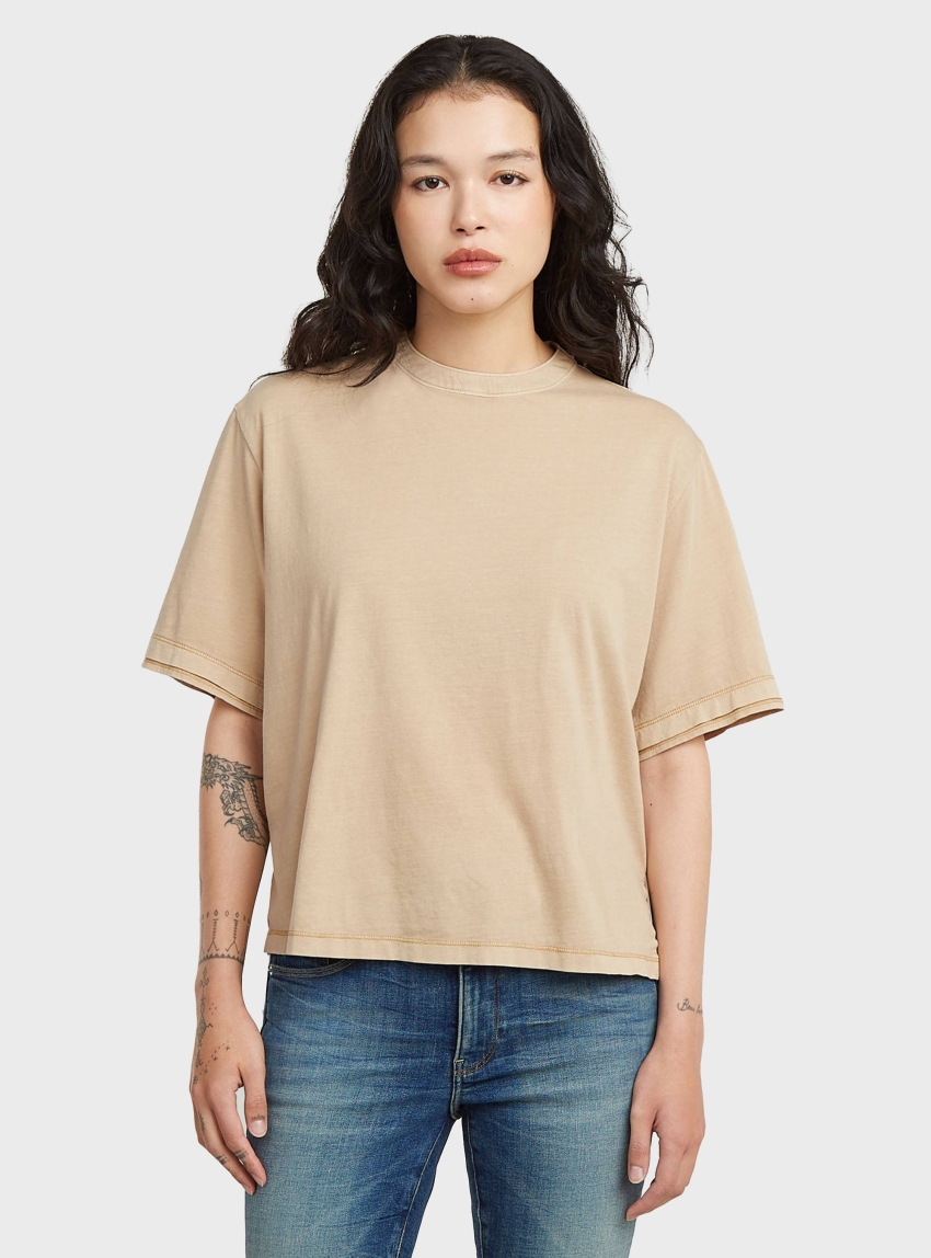 G-Star Woven Mix Washed Relaxed T-Shirt - Cream