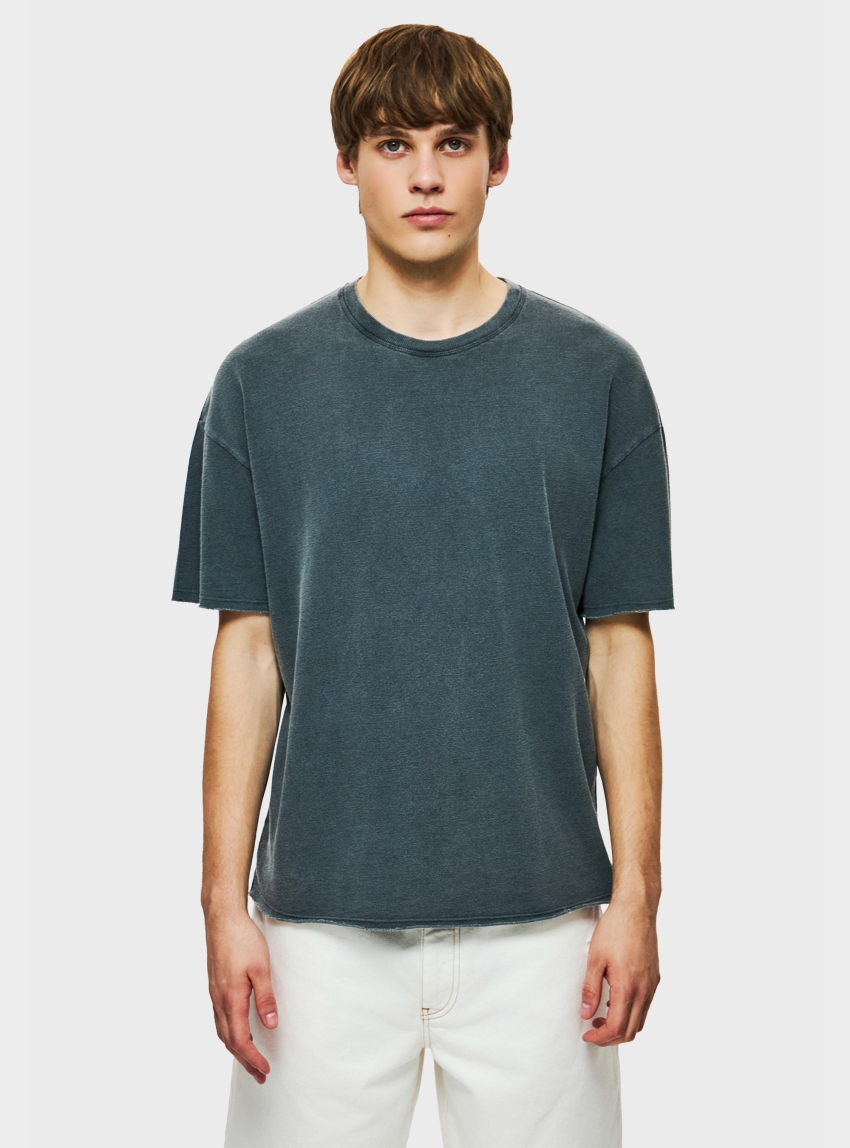 Dirty Laundry Piquet T-Shirt With Raw Edges - Grey