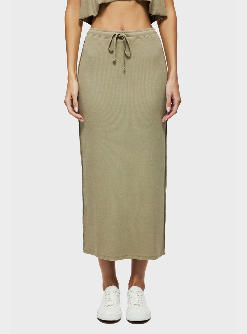 Dirty Laundry Maxi Rib Skirt - Taupe