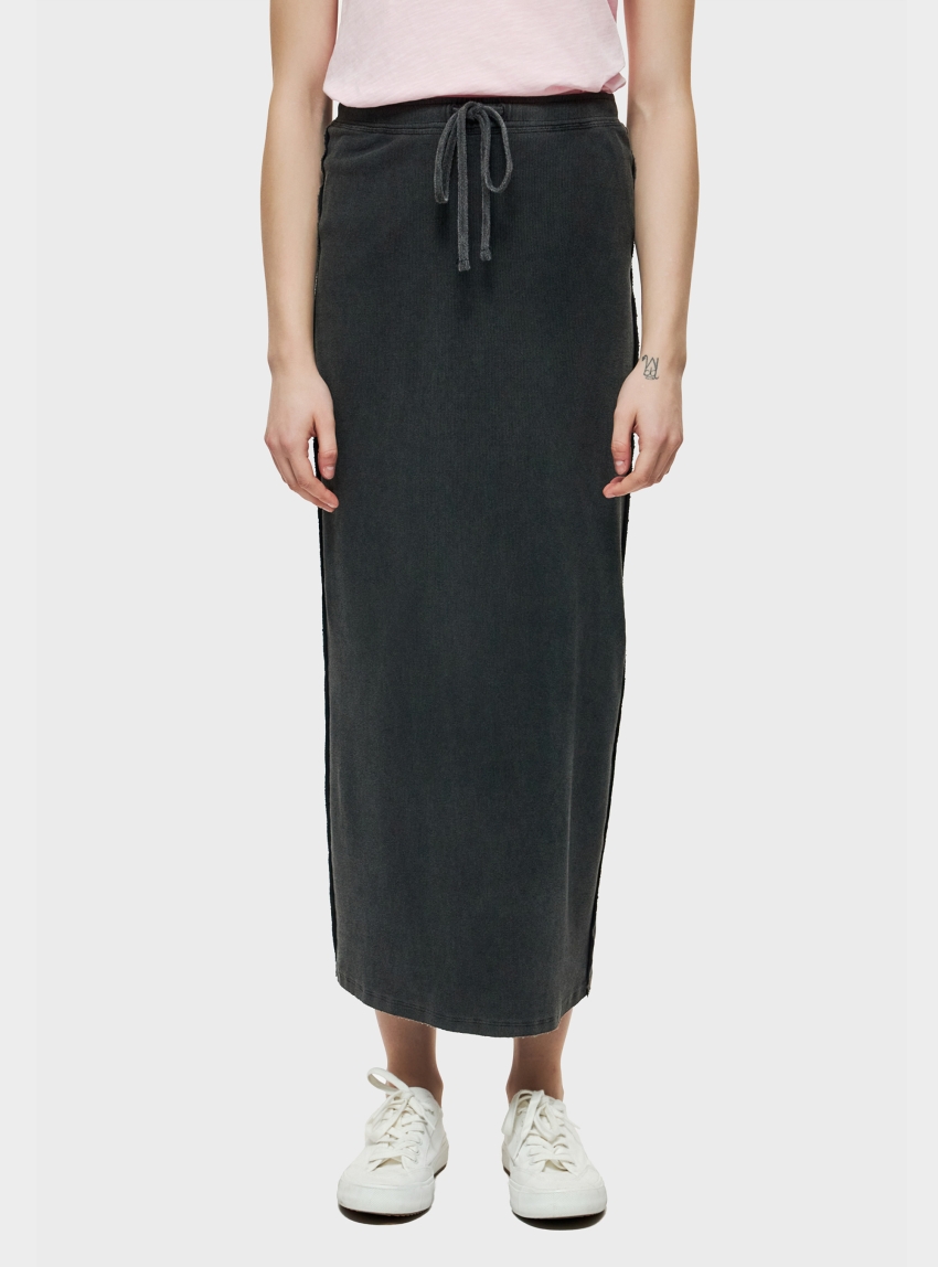 Dirty Laundry Maxi Rib Skirt - Washed Black