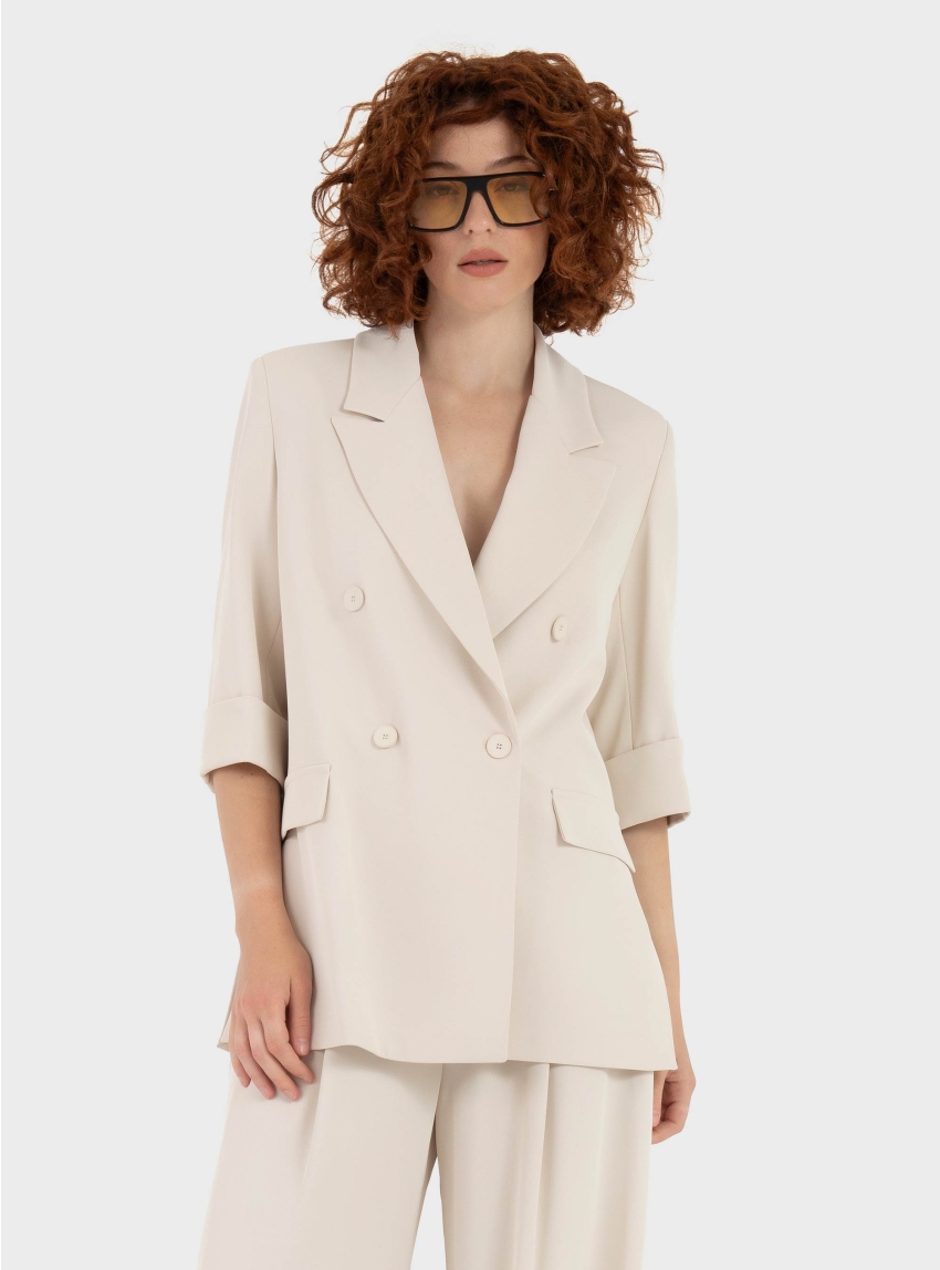 Philia Loft Short Sleeve Blazer - Ecru