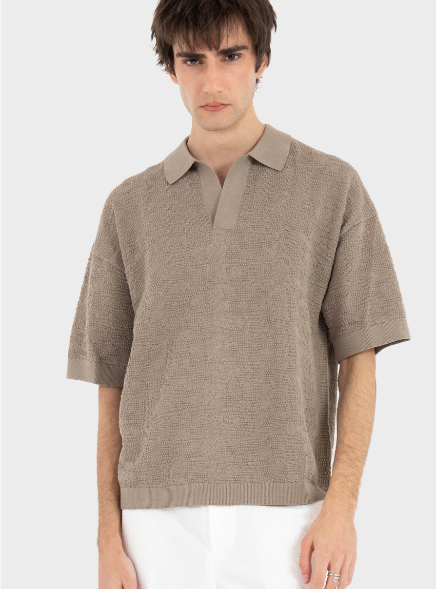 Drykorn Oversized Pure Cotton Knit Polo Laurenzzo - Brown