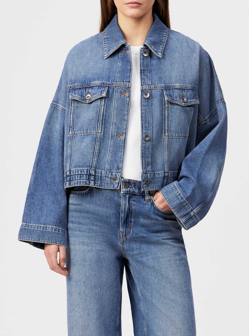 Drykorn Oversized Pure Cotton Denim Jacket Holbrooks - Medium Aged Denim