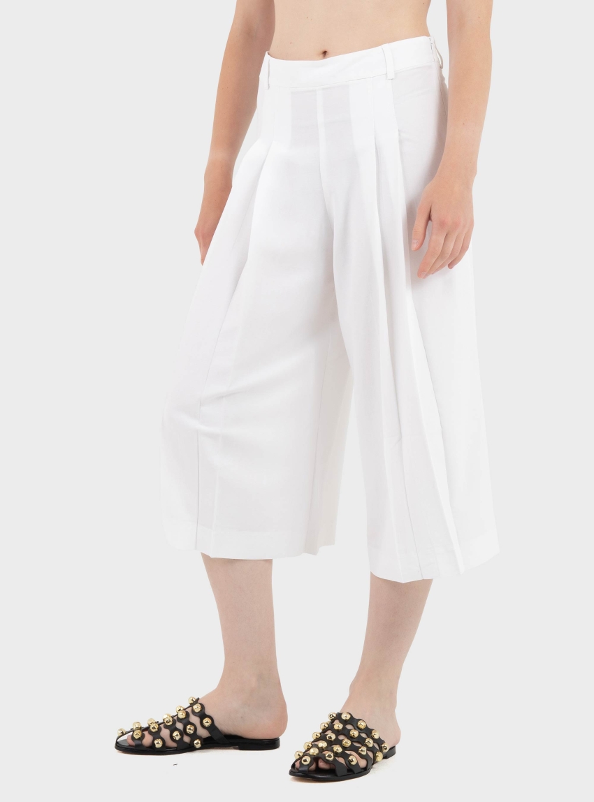 Black & Black Zip Culottes - White