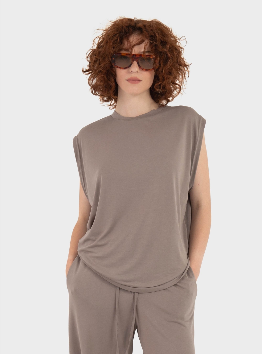 Black & Black Top - Taupe