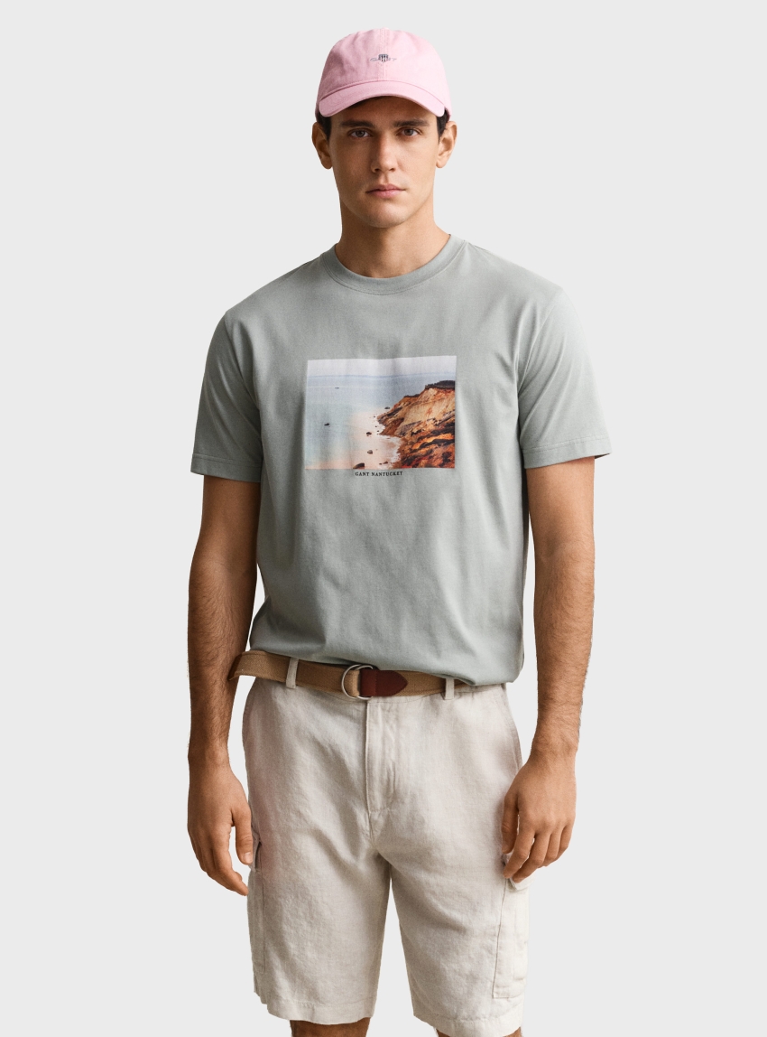 Gant Scenery Graphic T-Shirt - Light Grey