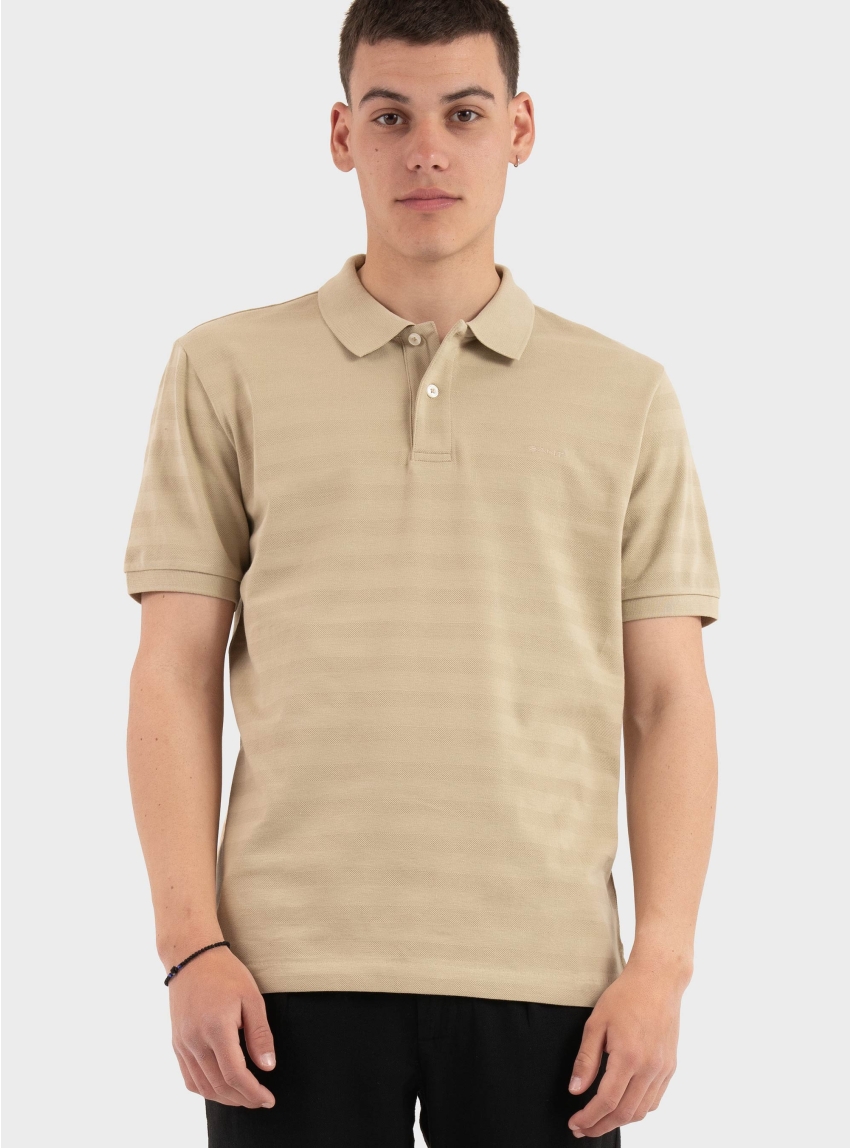Gant Textured Stripe Polo Shirt - Brown