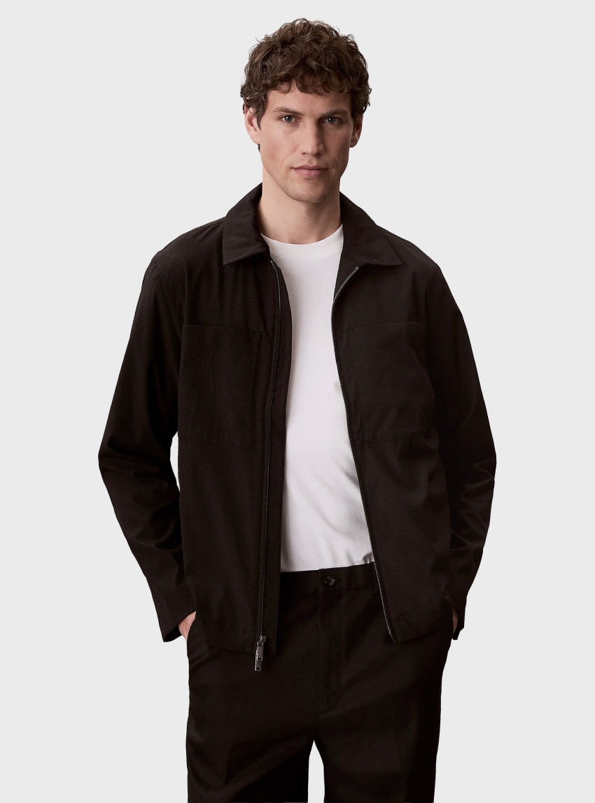Calvin Klein Seersucker Blouson Jacket - Black