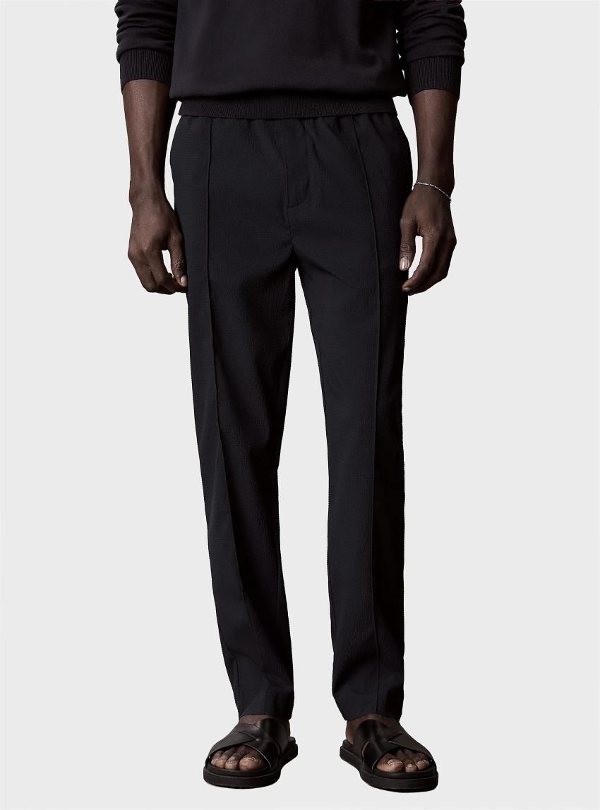 Calvin Klein Seersucker Pull-on Trousers - Black
