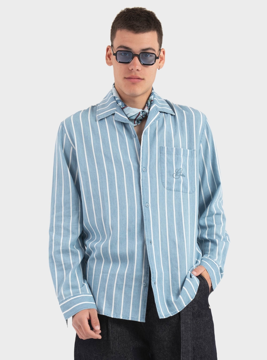 Gabba GABtimo Resort Stripes Shirt - Light Aged Denim