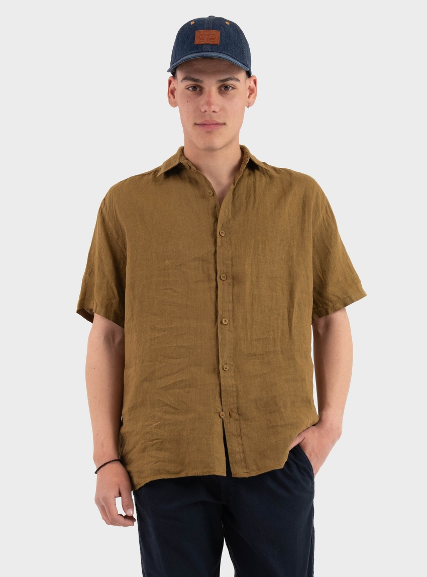 Dirty Laundry Shortsleeve Linen Shirt - Olive 