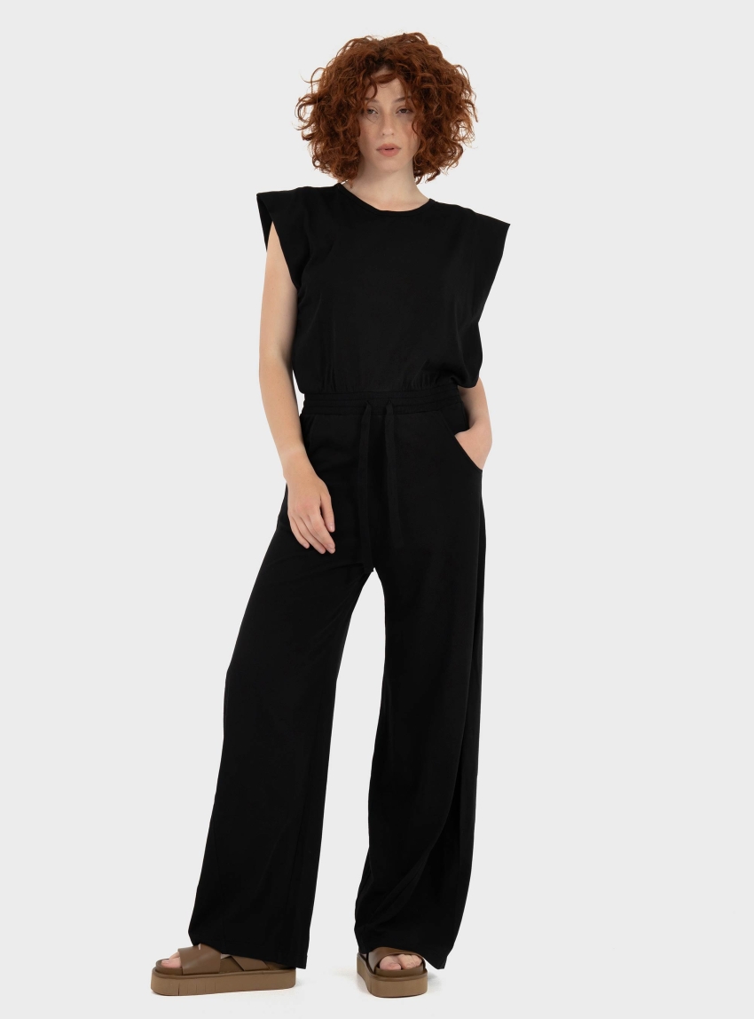 Deha Open Back Jersey Jumpsuit - Black
