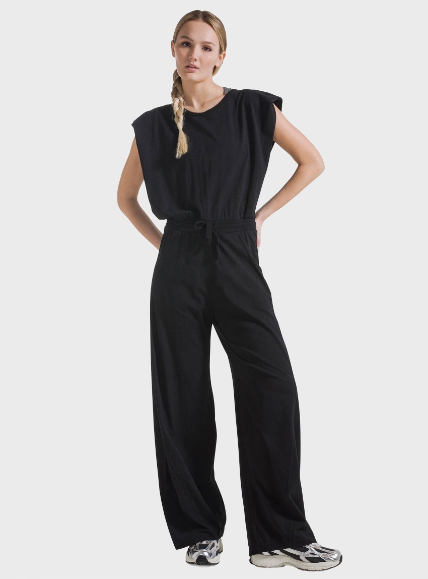 Deha Open Back Jersey Jumpsuit - Black