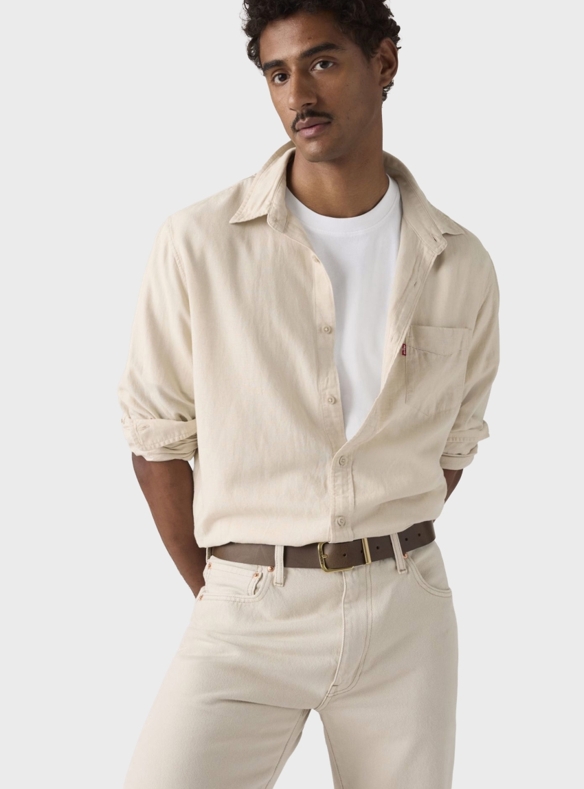 Levi's Sunset One Pocket Standard Fit Cotton Linen Shirt - Pumice Stone