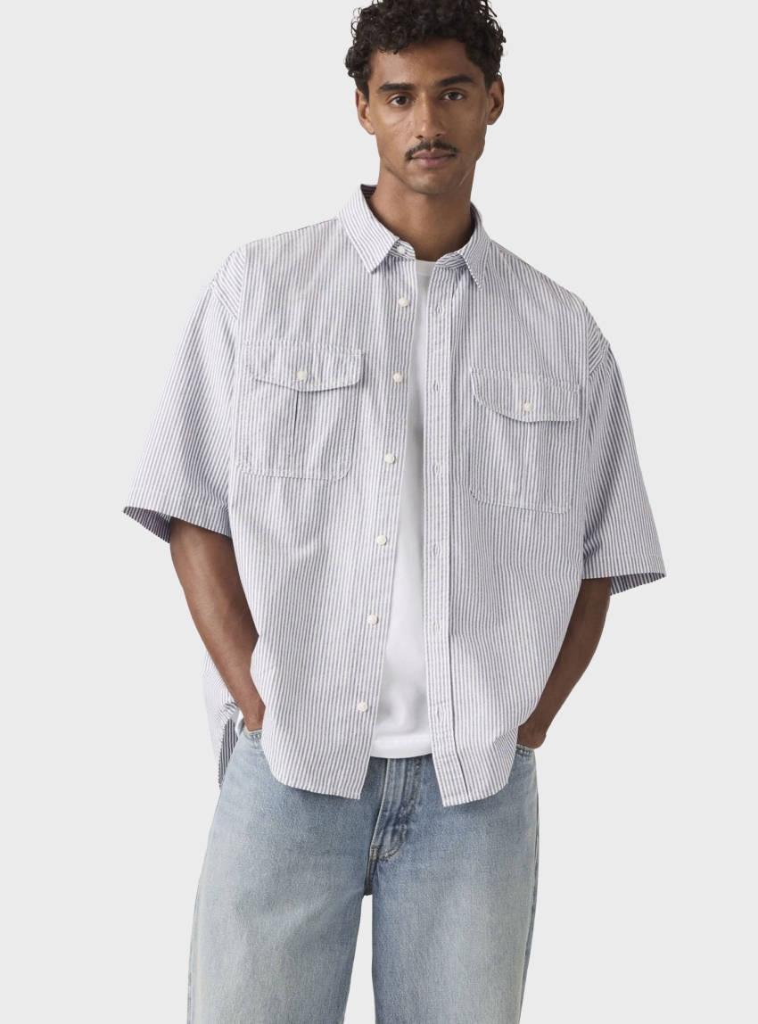 Levi's Short Sleeve Pacifica Loose Shirt - Striped Black & White