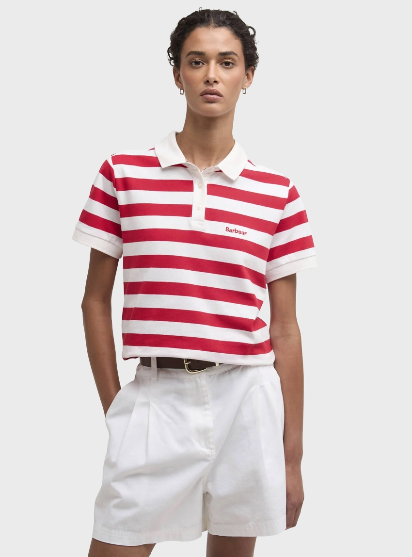 Barbour Ashbourne Striped Polo Shirt - Red