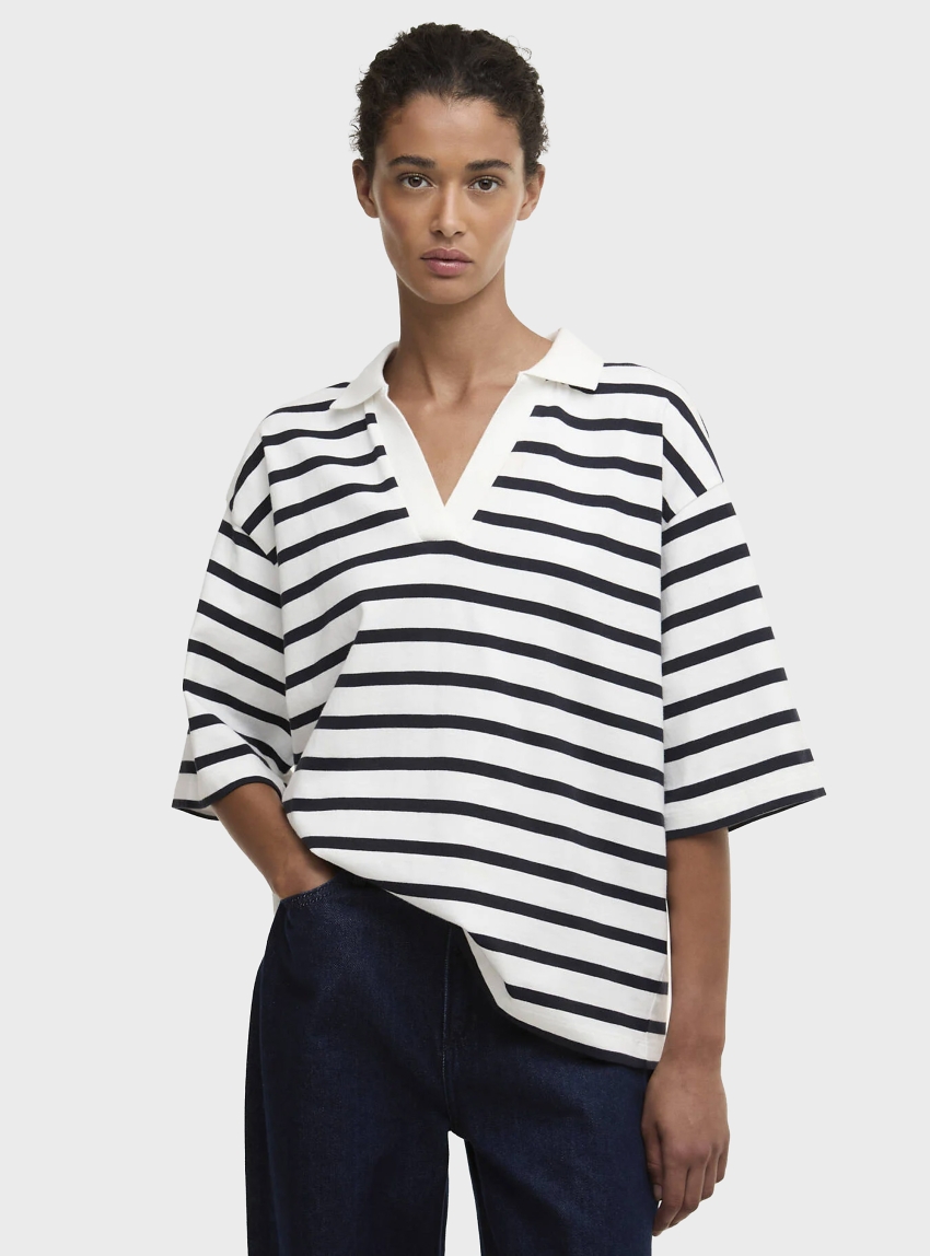 Barbour Inez Striped T-Shirts - Navy