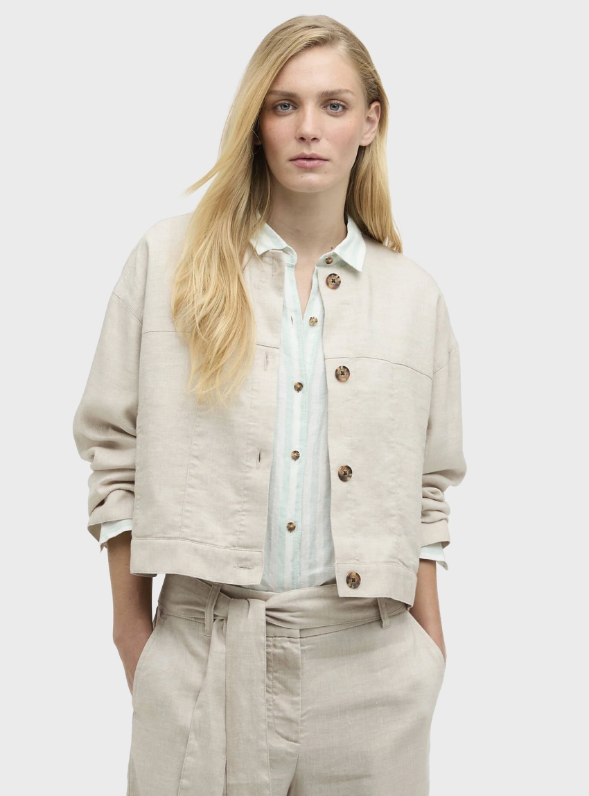 Barbour Gabby Collarless Overshirt - Pumice Stone