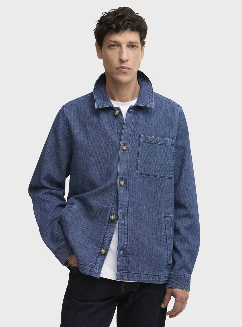 Barbour Aickmen Textured Denim Overshirt - Indigo