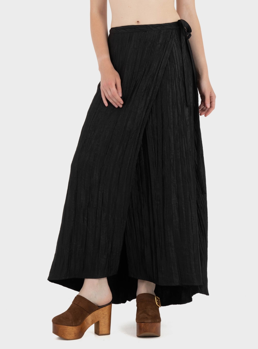 Ioanna Kourbela '"Moonlight Reflections" Maxi Wrap Skirt - Black