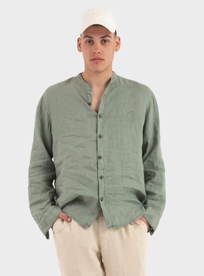 Keeling Mao Linen Shirt - Green