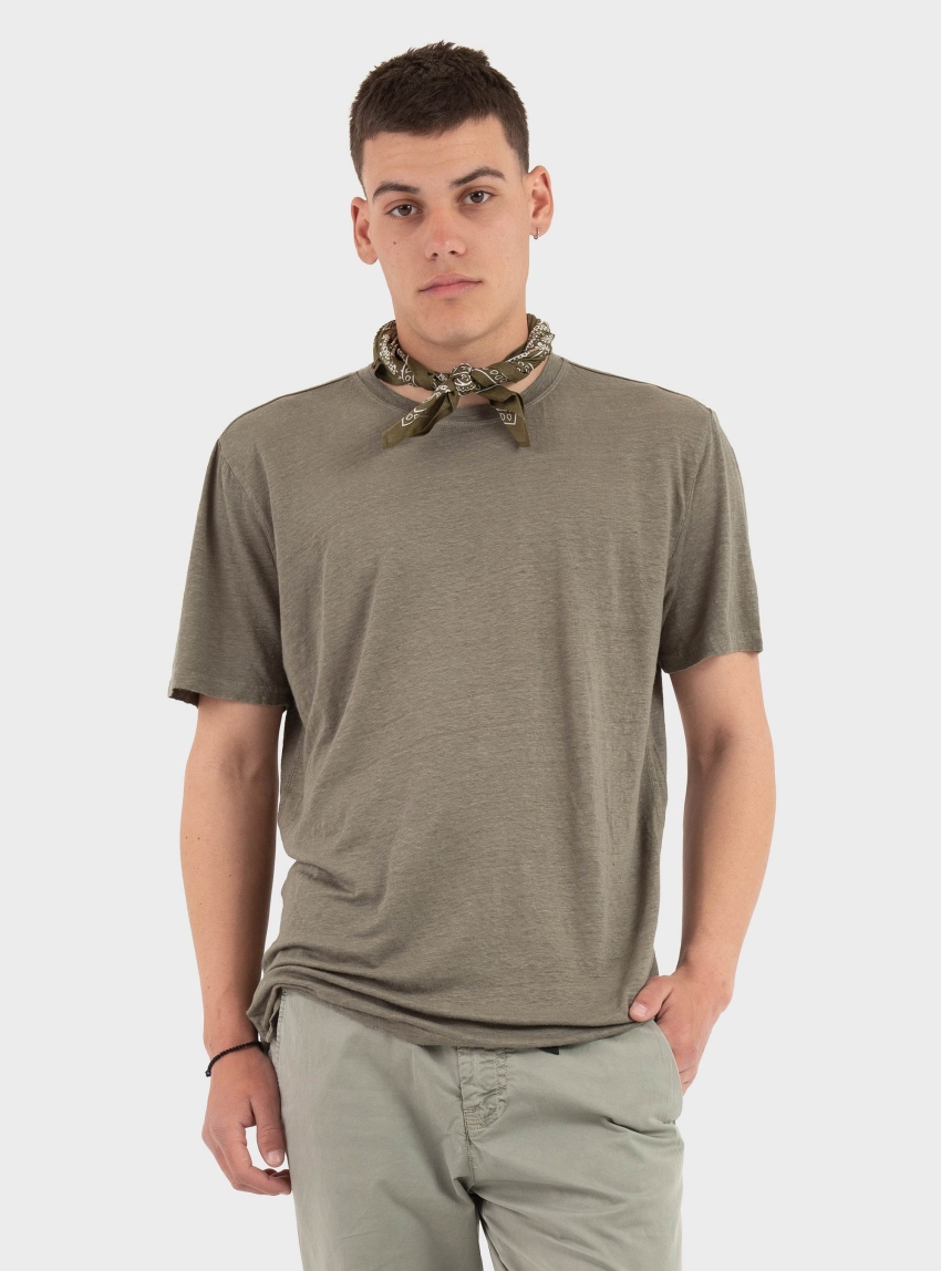 Keeling Linen Crew Neck T-Shirt - Khaki