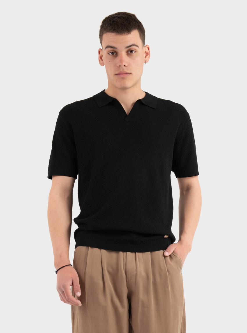 Gianni Lupo Knit Polo Shirt - Black