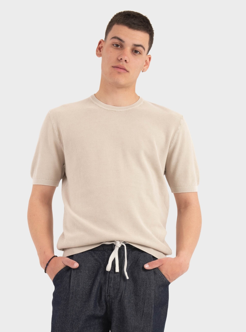 Gianni Lupo Knitted T-Shirt - Beige