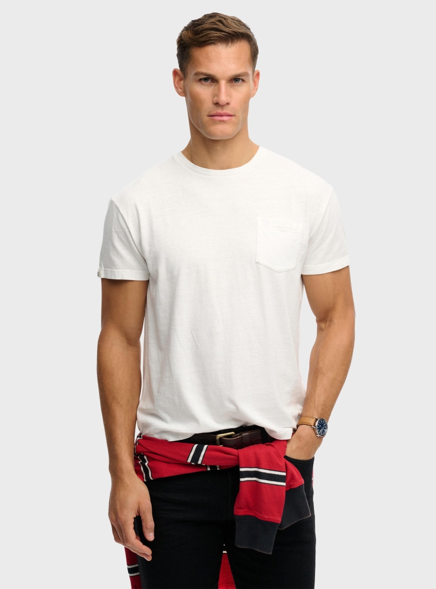 Superdry Classic Cotton Linen Pocket T-Shirt - White