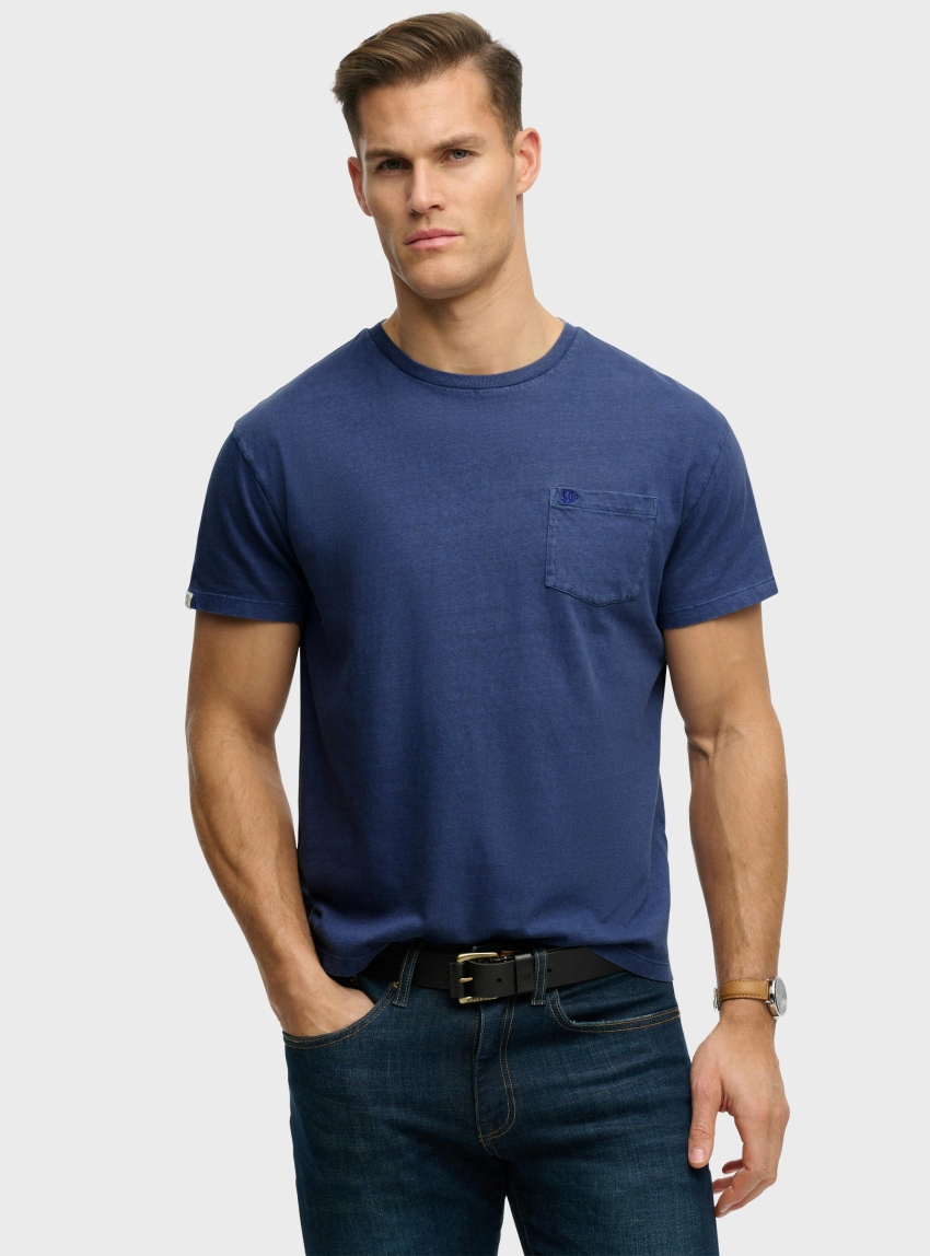 Superdry Classic Cotton Linen Pocket T-Shirt - Blue