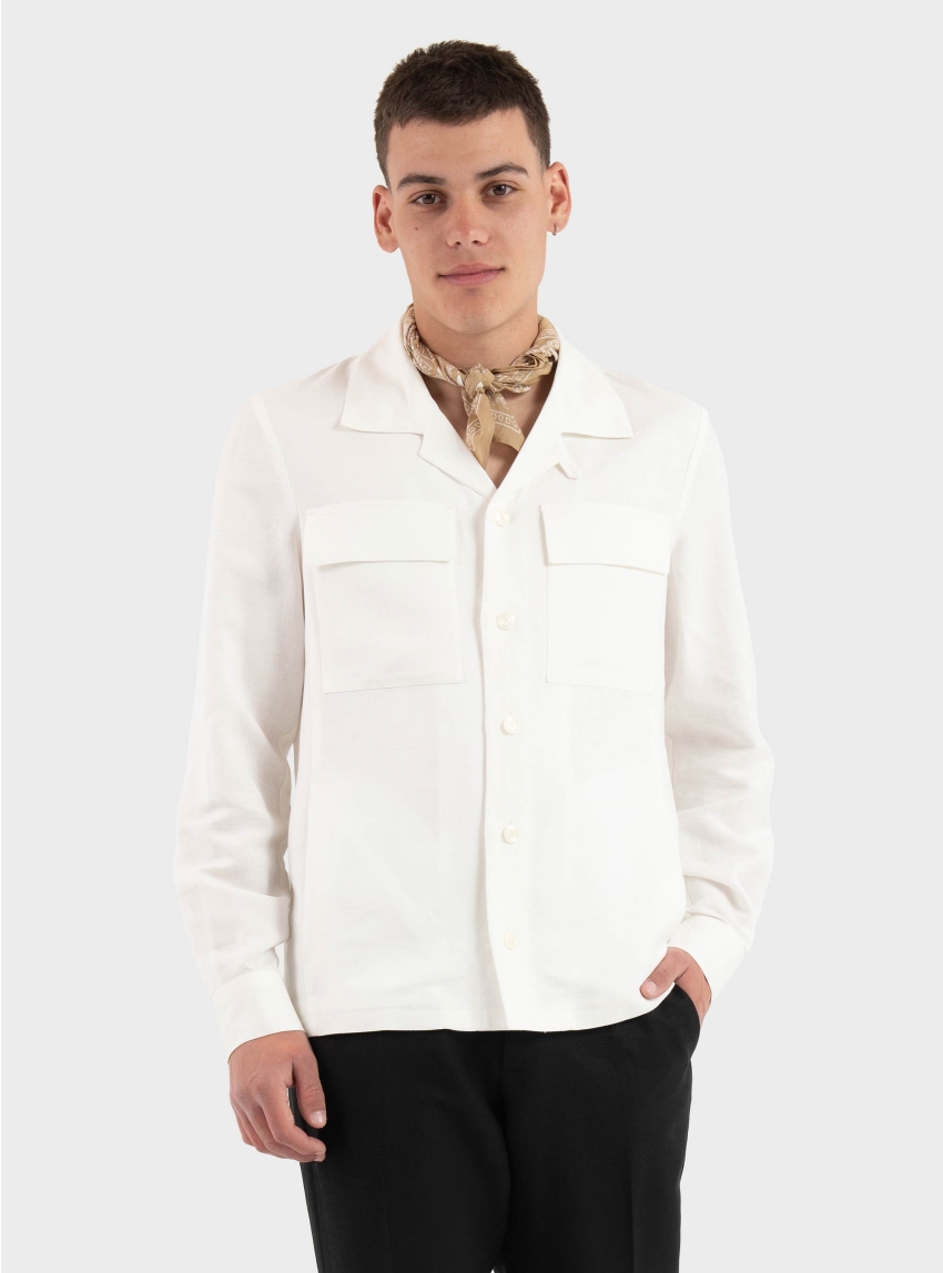 Antony Morato Regular Fit Linen Viscose Blend Shirt Antigua - Cream