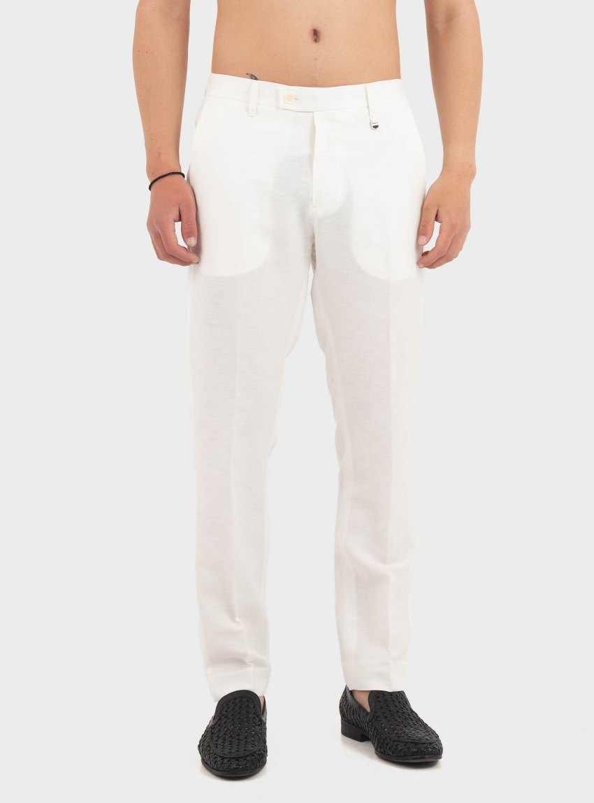 Antony Morato Regular Fit Linen Viscose Blend Trousers Julian - Cream