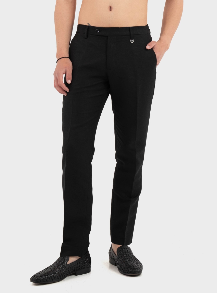 Antony Morato Regular Fit Linen Viscose Blend Trousers Julian - Black