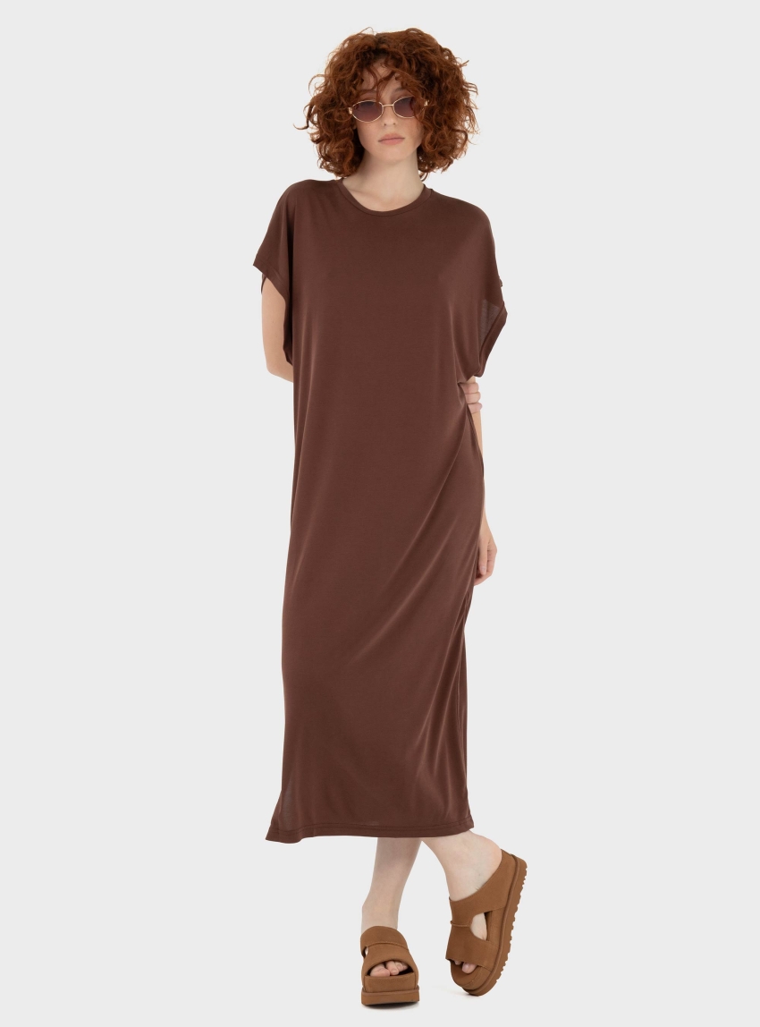 Black & Black  Long Dress - Brown