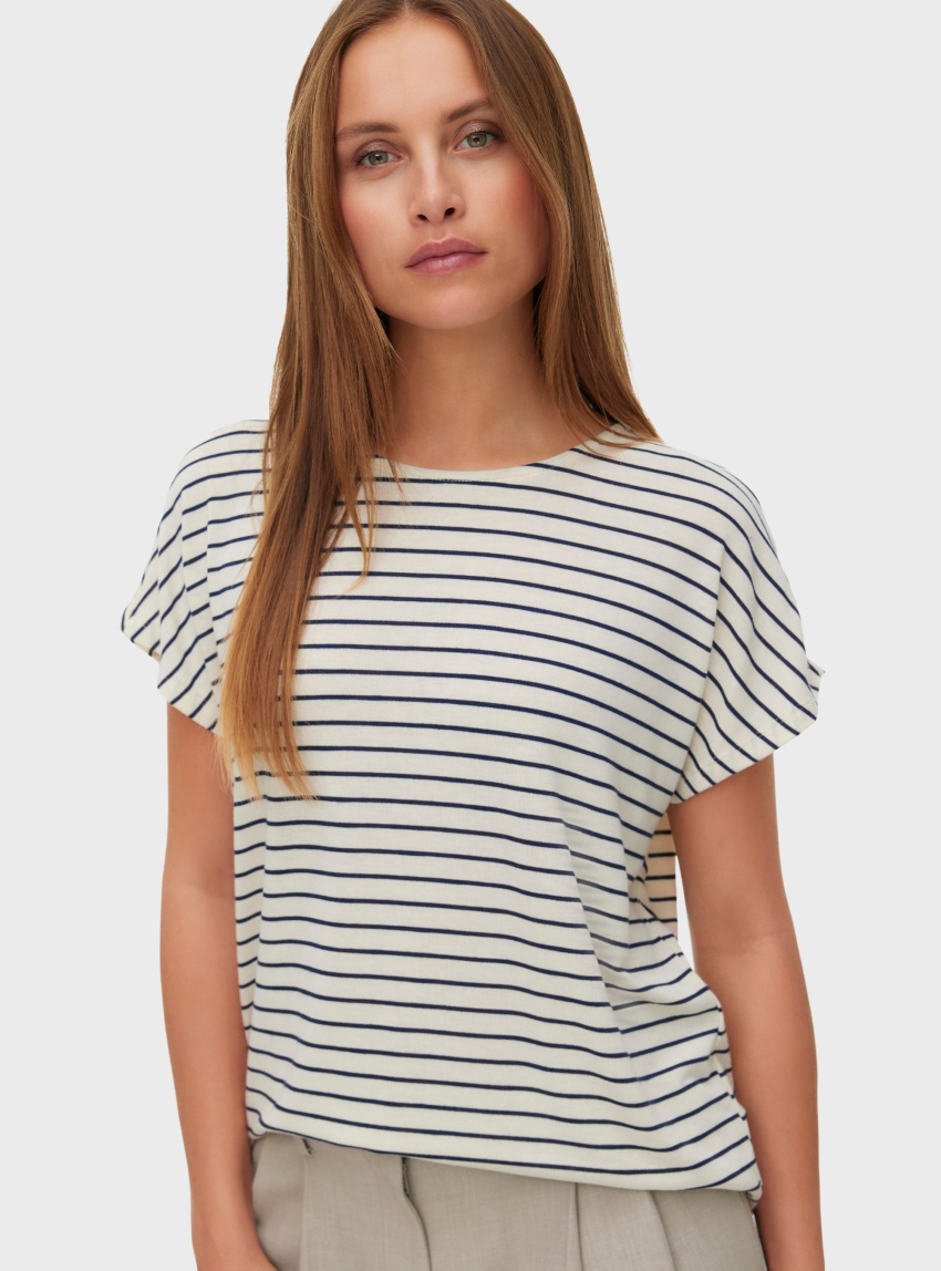 Vero Moda Holli Cap Sleeve O-Neck Top - Ecru