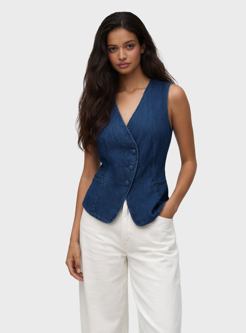 Vero Moda Vita Denim Waistcoat - Blue