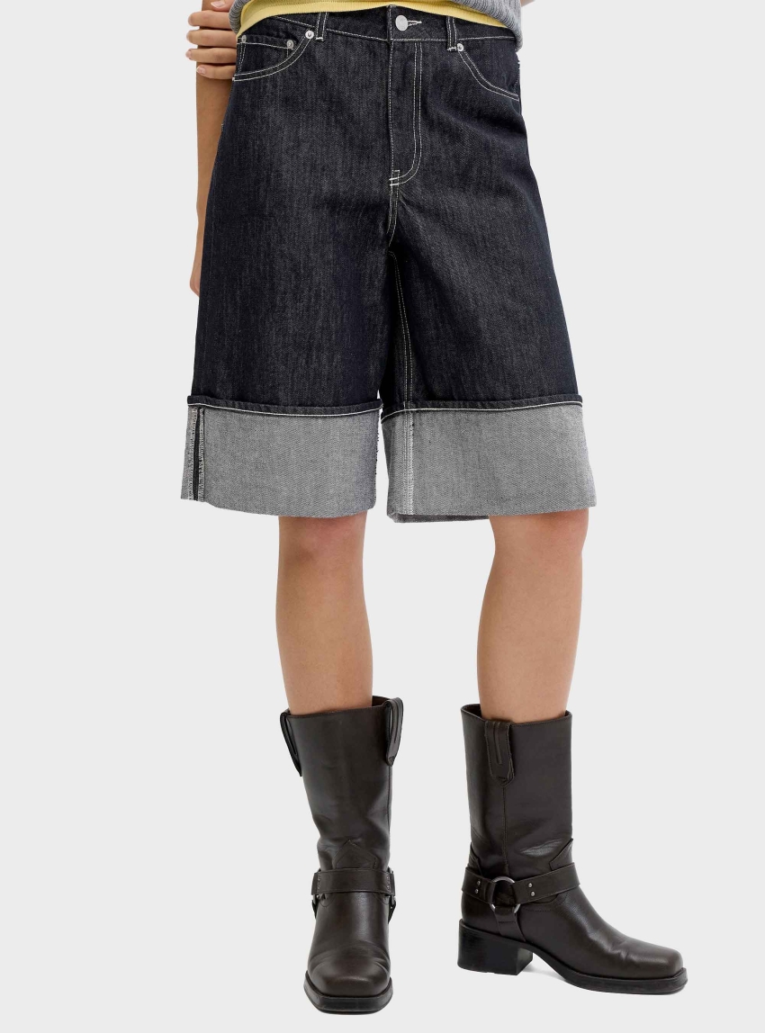 JJXX Tokyo Vega Long High Waist Shorts R336 - Unwashed Denim