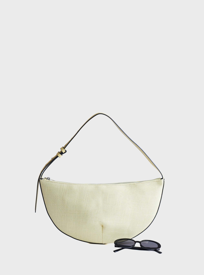 Topshop Curly Canvas Scoop Shoulder Bag - Lemon