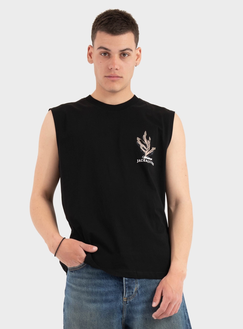Jack & Jones Montauk Graphic Sleeveless Tee - Black