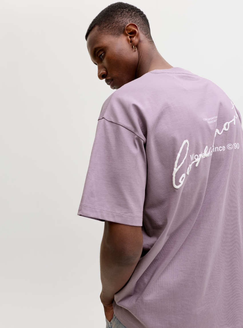 Jack & Jones Jcodust Script Back Tee - Purple
