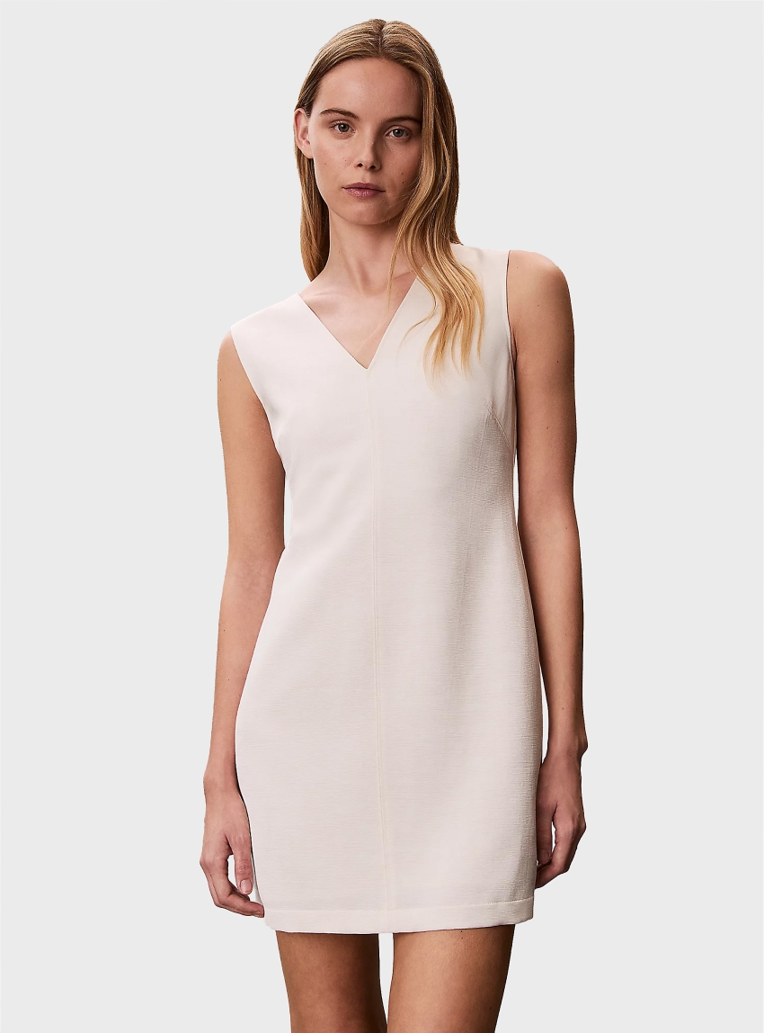 Calvin Klein Textured Shine Mini Dress - Ecru