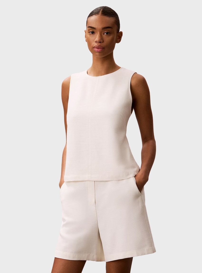 Calvin Klein Textured Sleeveless Top - Ecru