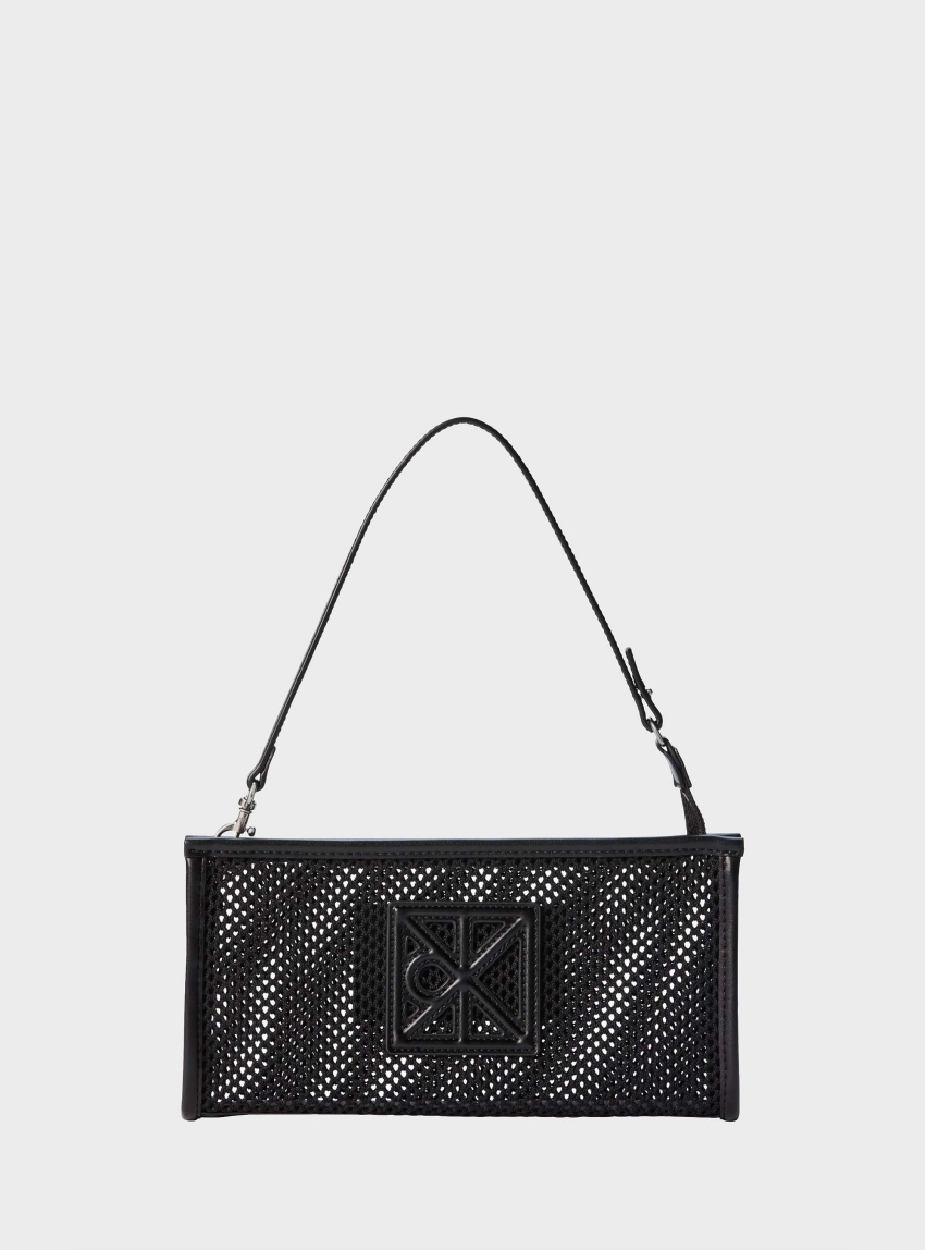 Calvin Klein Convertible Mesh Logo Shoulder Bag - Black
