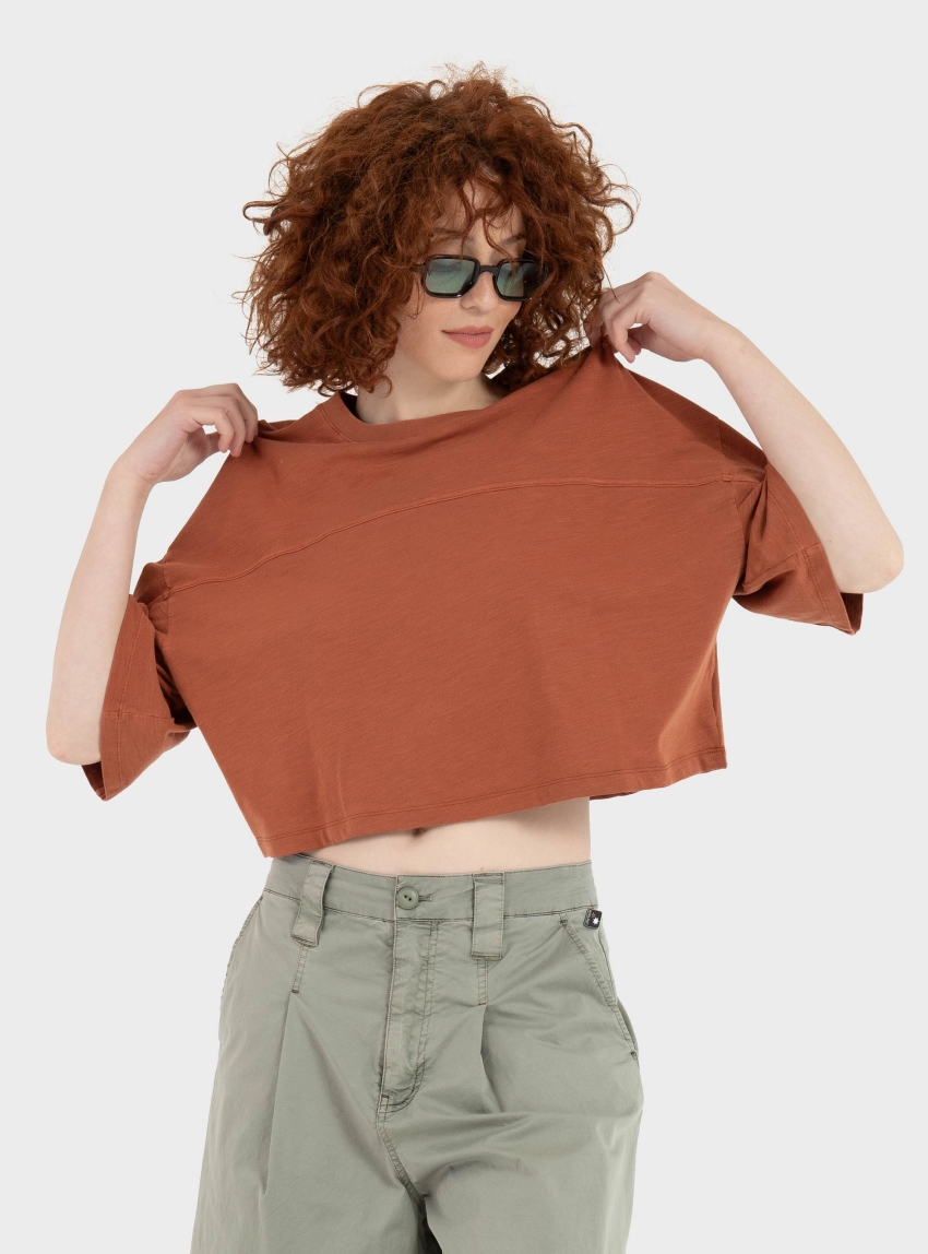Keeling Loose Cropped T-Shirt - Peach
