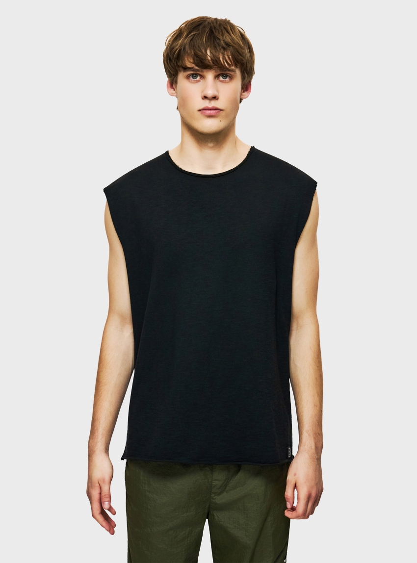 Dirty Laundry Slub Tank Top With Raw Edges - Black
