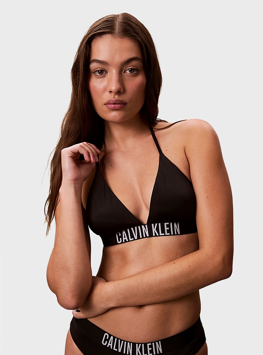 Calvin Klein Halter Triangle Bikini Top - Black