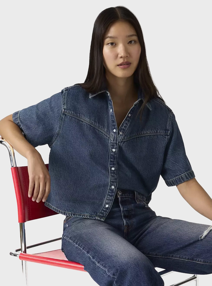 Levi's Logan Short-sleeve Denim Shirt - Dark Aged Denim