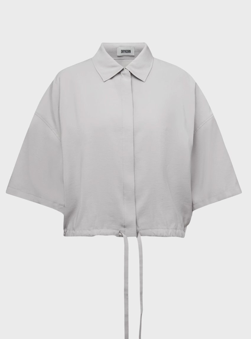 Drykorn Lainay Relaxed Fit Cropped Shirt - Grey