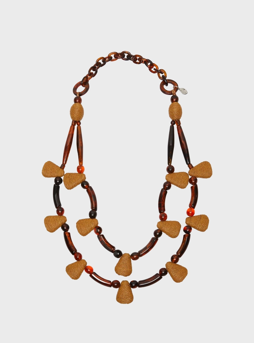 Weekend Max Mara Raffia and resin necklace - Brown