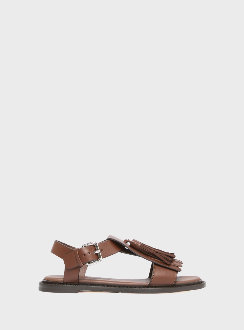 Weekend Max Mara Leather sandals with tassels - Brown